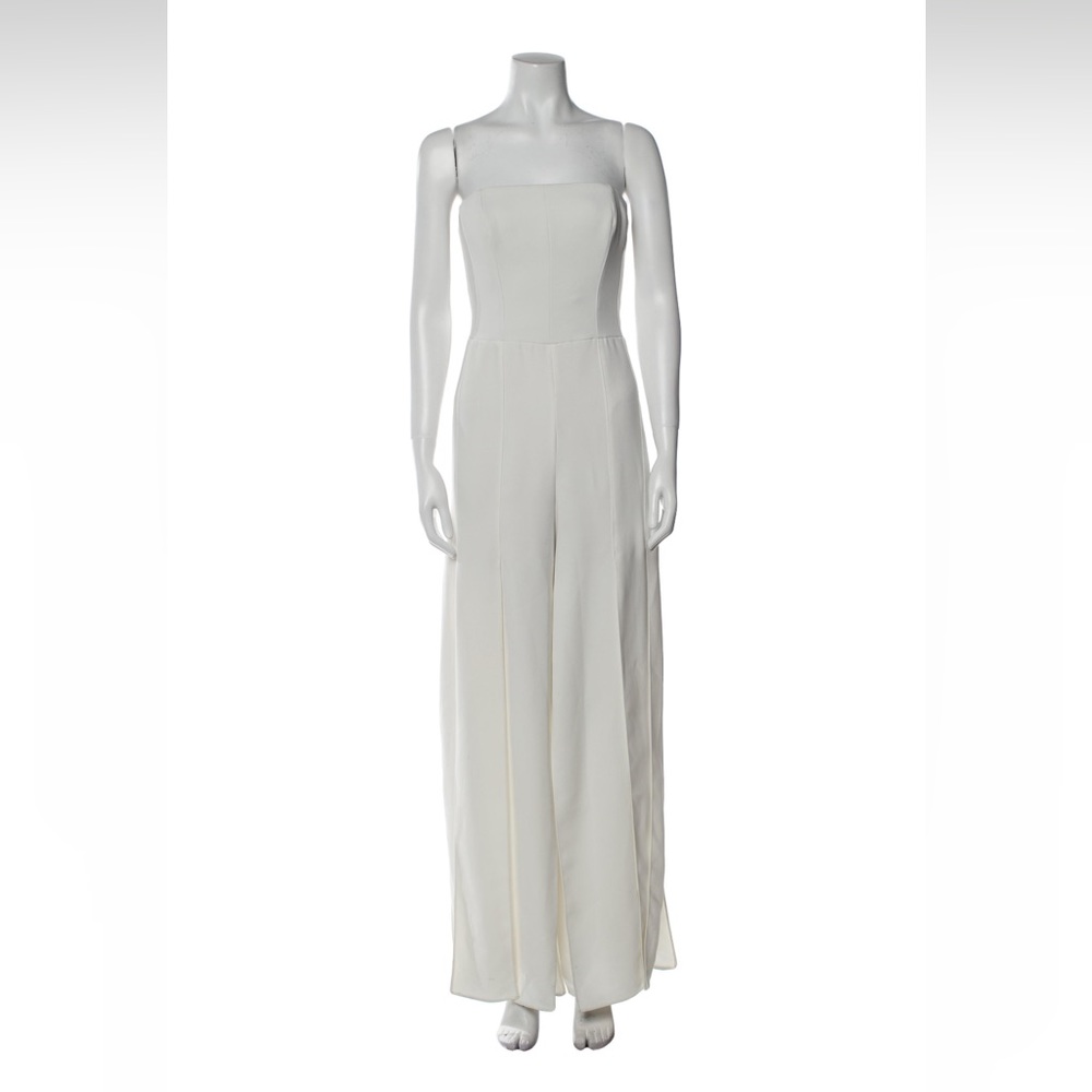Authentic Halston Heritage strapless white jumpsuit M 8 wedding